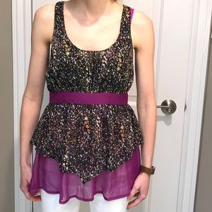 Floral Tank Blouse with exposed zipper